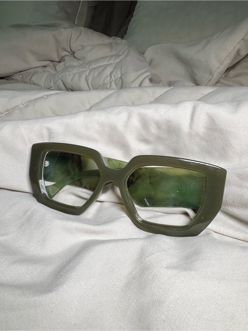 Green Oversized Cat-Eye Sunglasses - Unbranded